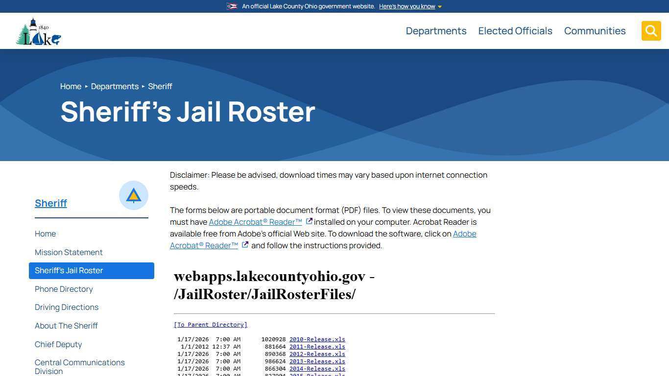 Sheriff's Jail Roster - Sheriff