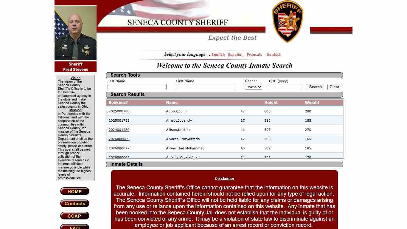 :: Seneca County Inmate Locator Website ::